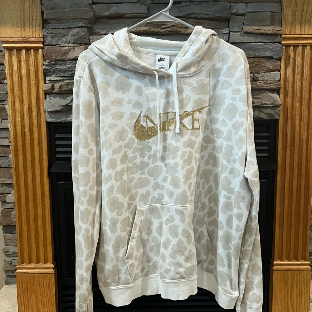 Nike White and Gold Hoodie